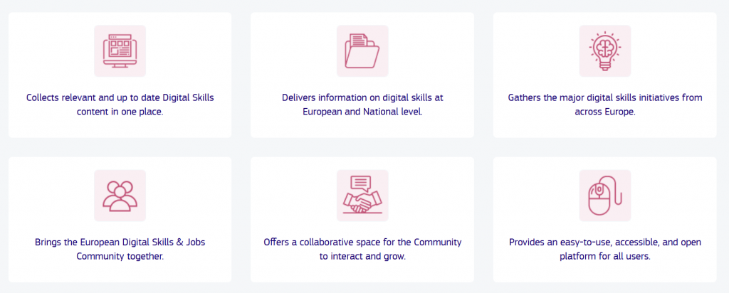 Digital Skills and Jobs Platform provides open access to high quality information, training and support to help users advance their knowledge, further their careers, and add value to their organisation.